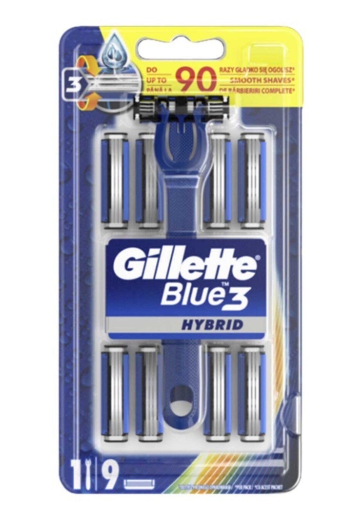 Gillette Blue3 Sensor Hybrid Hibrit Hibrid Tıraş Makinesi + Yedek Tıraş Bıçağı 9'lu