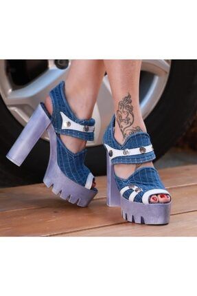 Kadın Mavi Kot Sandalet H40-2287