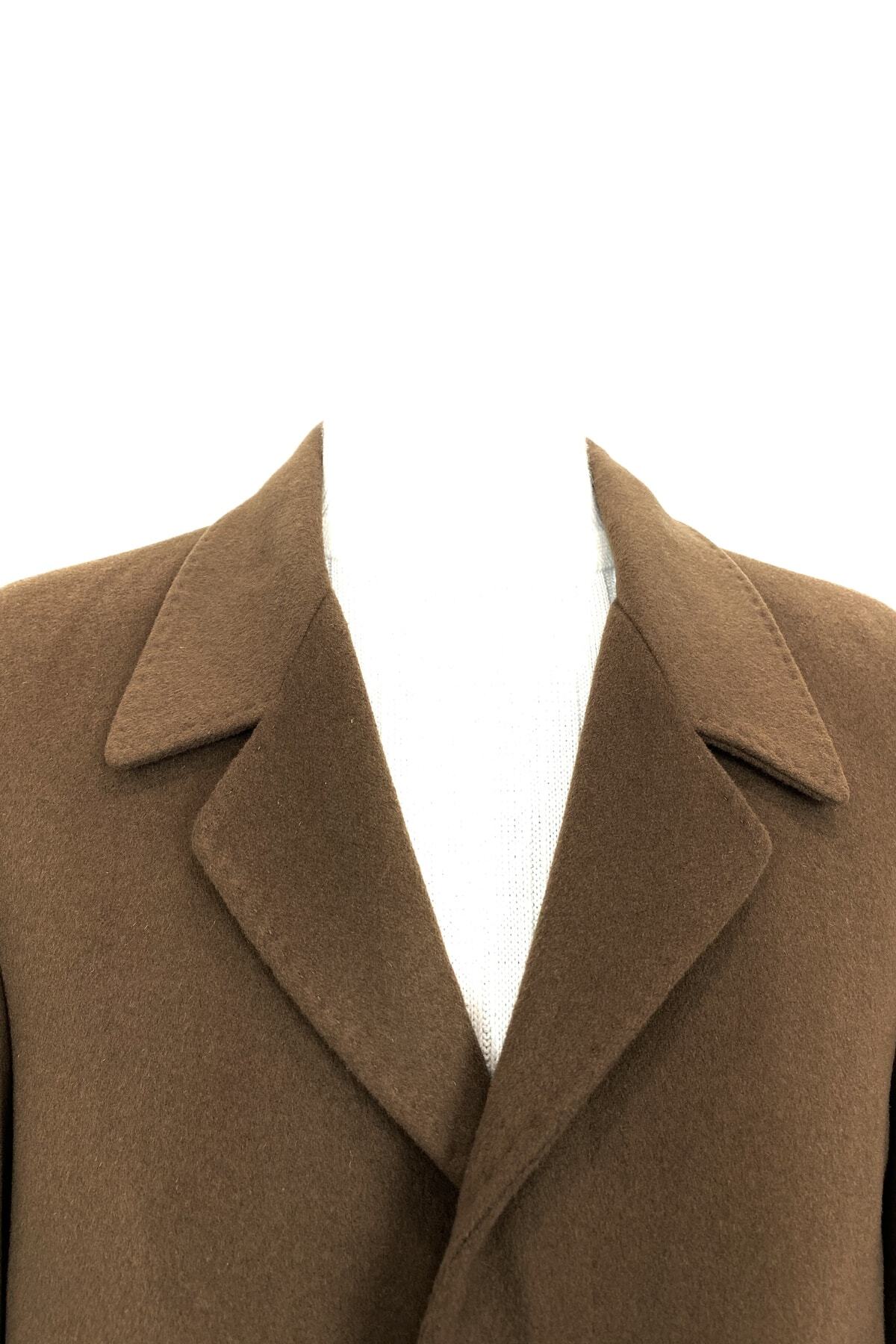 2622 Erkek Camel Kırlangıç Yaka Kısa Palto — قهوه‌ای 2622202 — تصویر 2 از 5