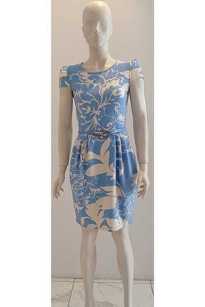 Kadın Mavi Kloş Kesim Elbise 60218