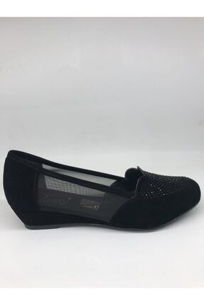 Kadın Siyah Taşlı Dolgu Topuklu Ayakkabı Z-03