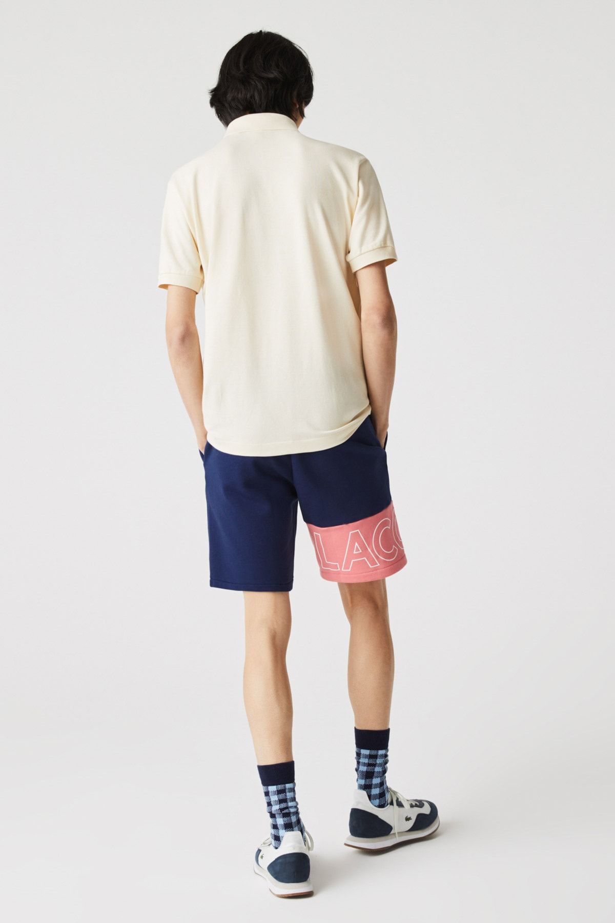 Lacoste Erkek Renk Bloklu Baskılı Lacivert - Pembe Şort GH0521 VB8626