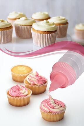 Pasta Kek Cupcake Dekorasyon Süslemesi Için 7 Başlıklı Mini Krema Pompası MTF.KPR5414S