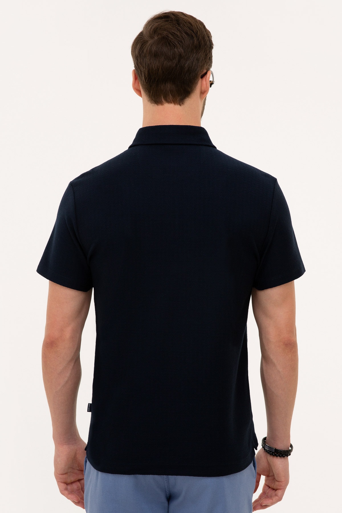 تیشرت مردانه آبی سرمه ای پیرکاردین | G021SZ011.000.996508 اورجینال - تصویر 3