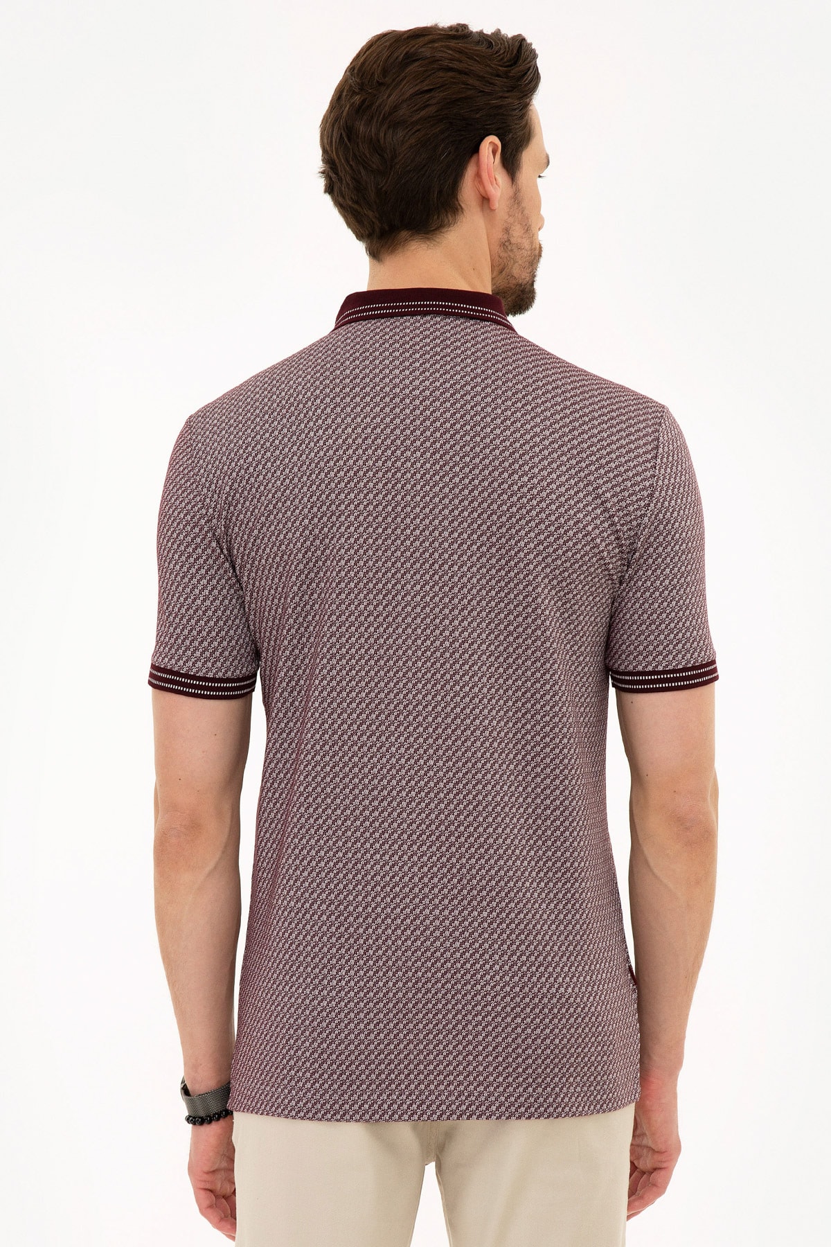 تیشرت مردانه بورگوندی پیرکاردین | G021SZ011.000.989116.VR014 اورجینال - تصویر 3