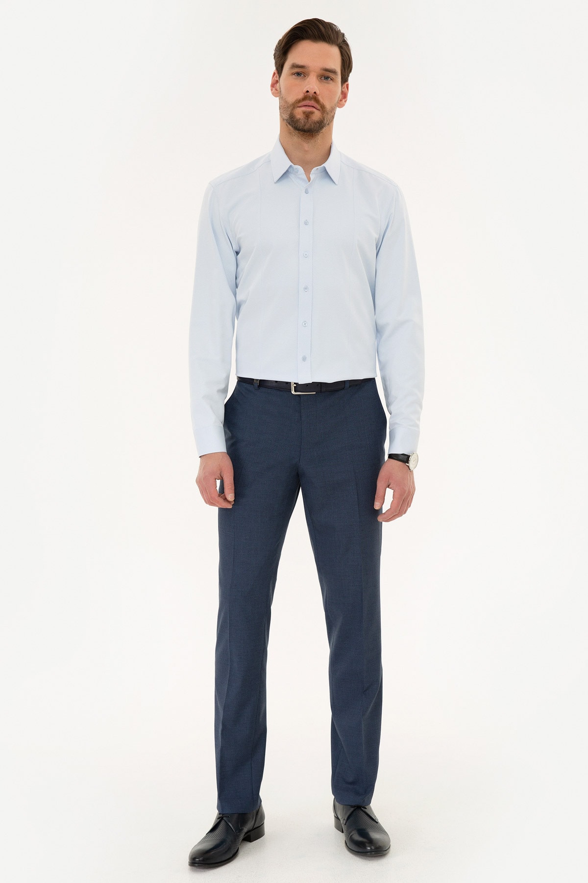 پیراهن مردانه آبی پیرکاردین | G021GL004.000.986804.VR003 اورجینال - تصویر 4