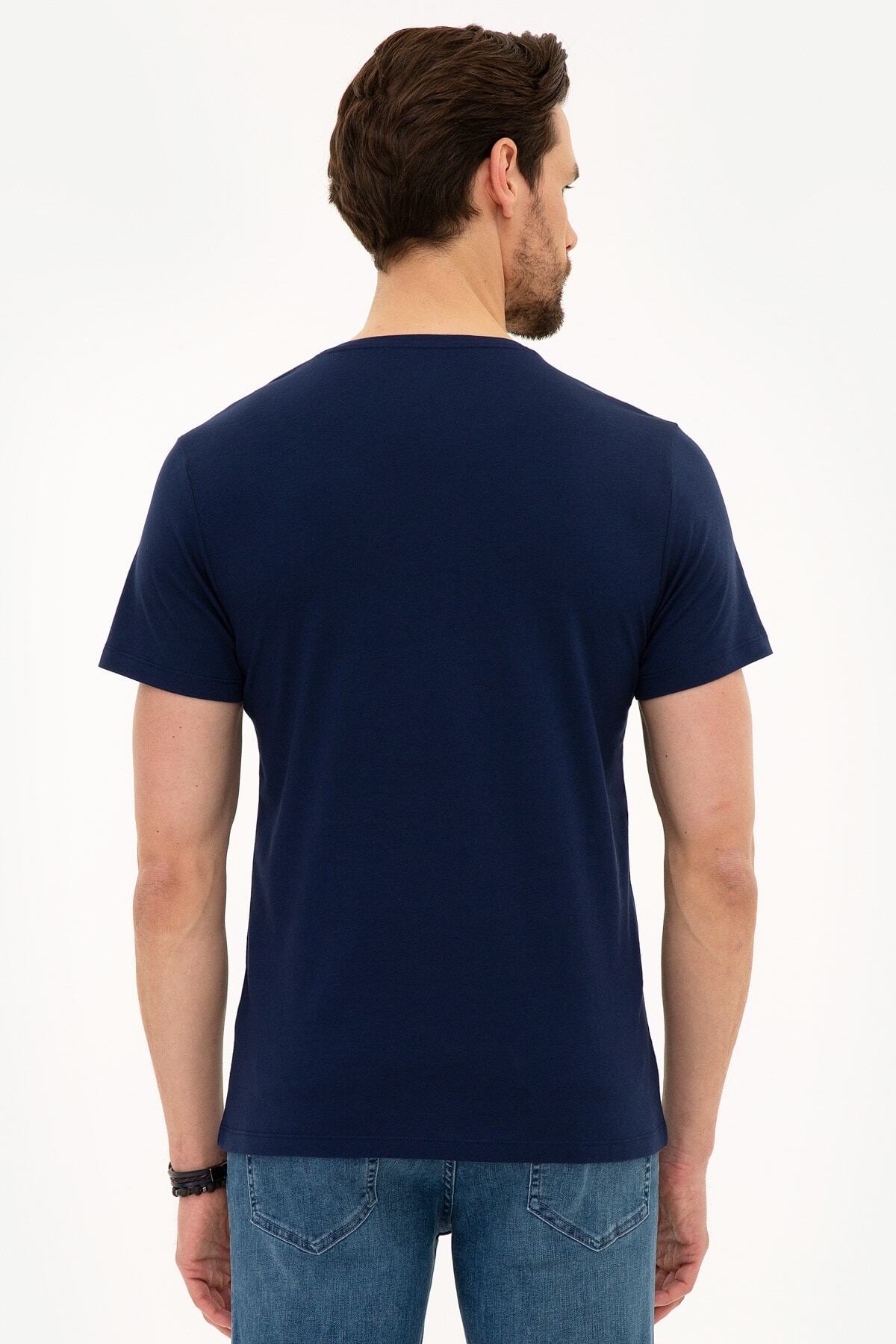 تیشرت مردانه آبی سرمه ای پیرکاردین | G021GL011.000.977497.VR033 اورجینال - تصویر 3