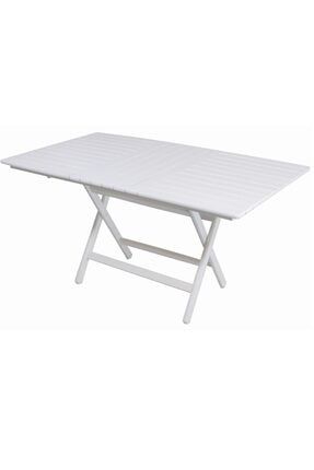 Kaş Balkon Masası 80x120 Beyaz - Katlanır Ahşap Bahçe Masası BHCMASATN80x120BYZ