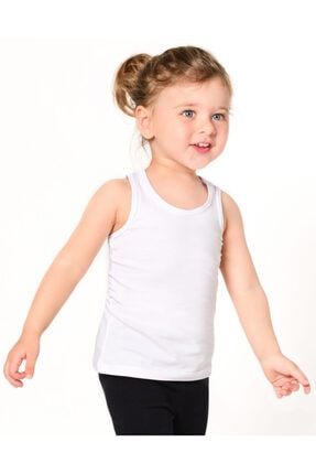 Kız Çocuk Beyaz Pamuklu Atlet Badi LS13141