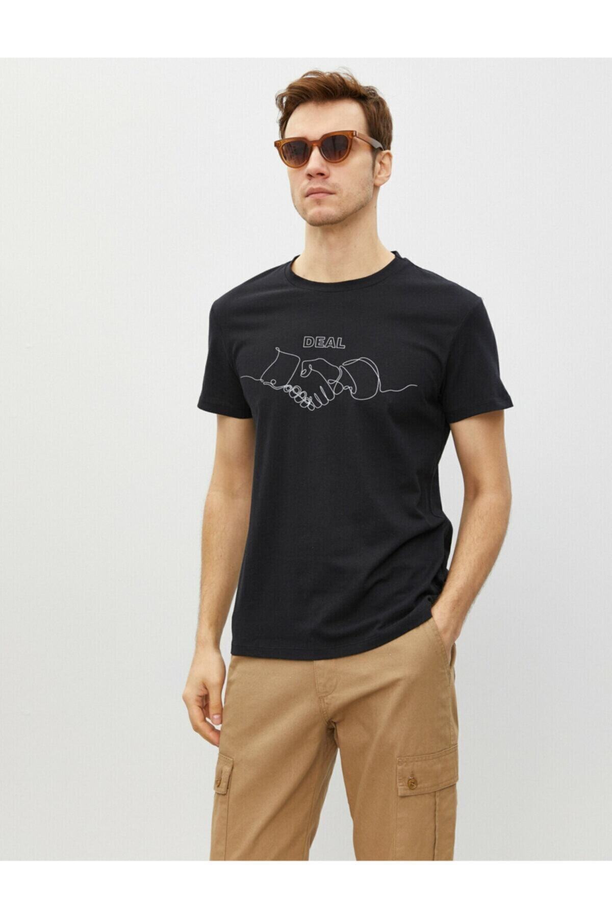 تیشرت مردانه مشکی کوتون | 1YAM11834LK اورجینال - تصویر 2