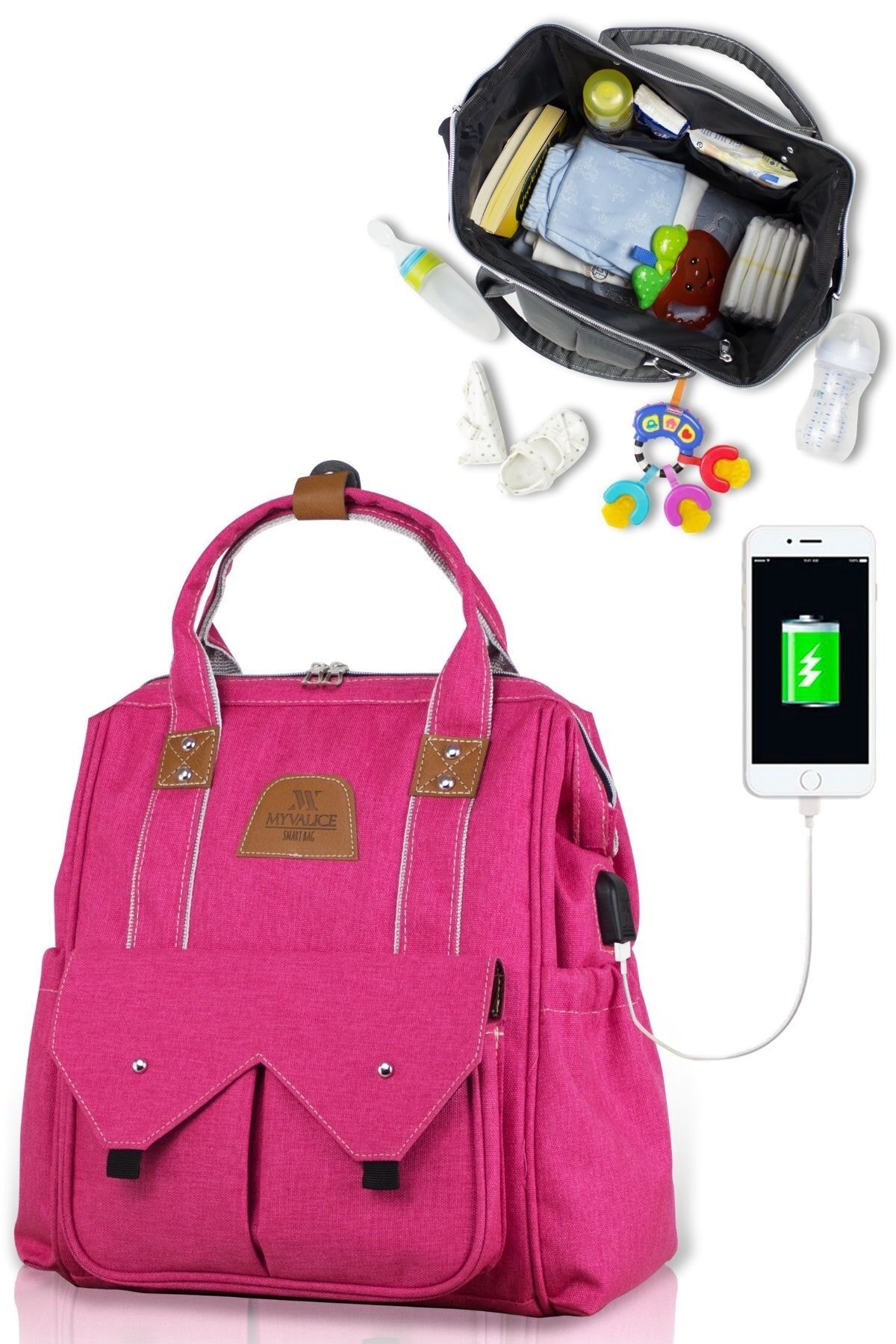My Valice Smart Bag Sweet Usb'li Anne Bebek Bakım ve Sırt Çantası Pembe