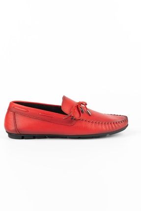 Hakiki Deri Erkek Kırmızı Günlük Loafer Ayakkabı TRPY190012
