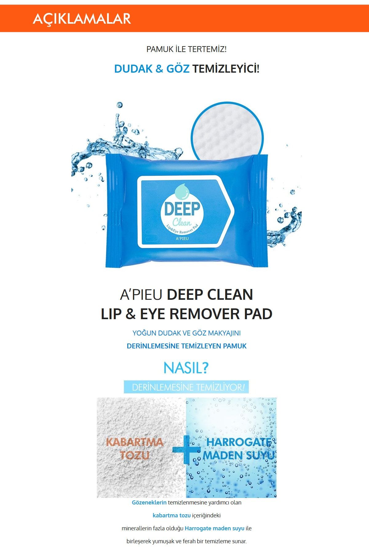 Missha-Eye and Stall Cleaner Cotton (30 Pcs) Apieu Deep Clean Lip & Eye Remover Pad 2