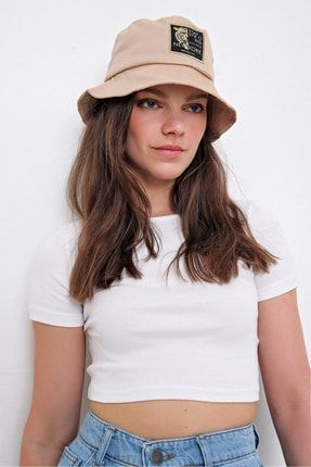 Kadın Bej Desenli Bucket Şapka ALC-A2218