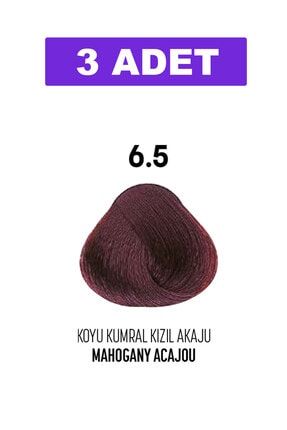 6.5 / Koyu Kumral Kızıl Akaju - Mahogany Acajou / Glamlook Profes. Saç Boyası 3 Adet BGL-HC-3P-95