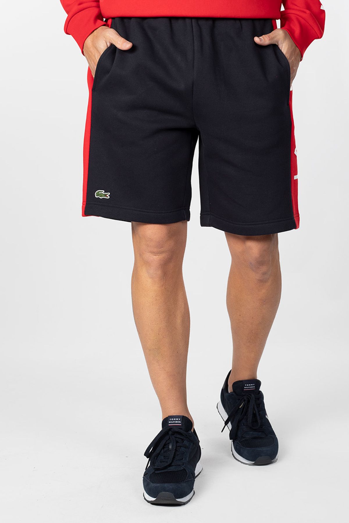 Navy blue lacoste shorts hot sale