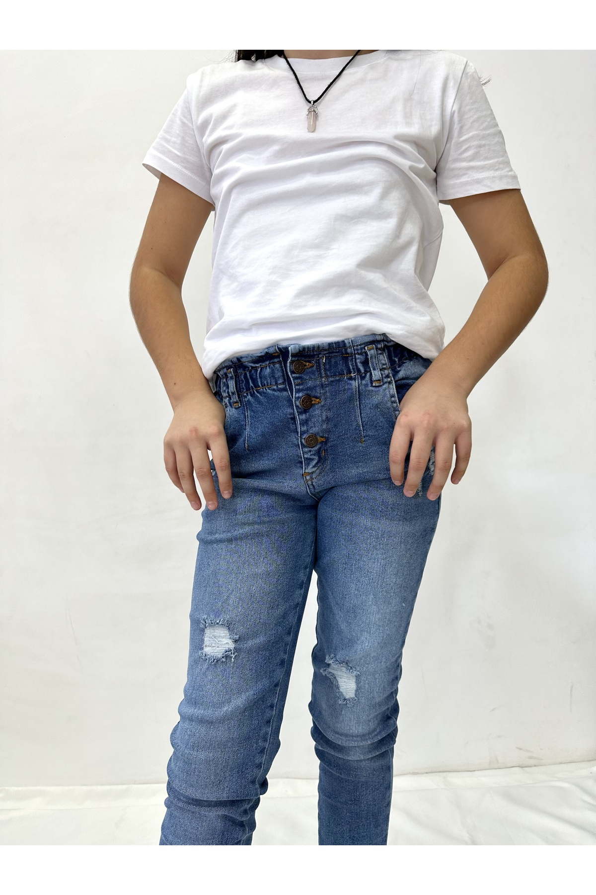 rois kids KIZ BEBEK-ÇOCUK KOT PANTOLON YIRTIK DETAYLI fotoğrafı 2 (önizleme)