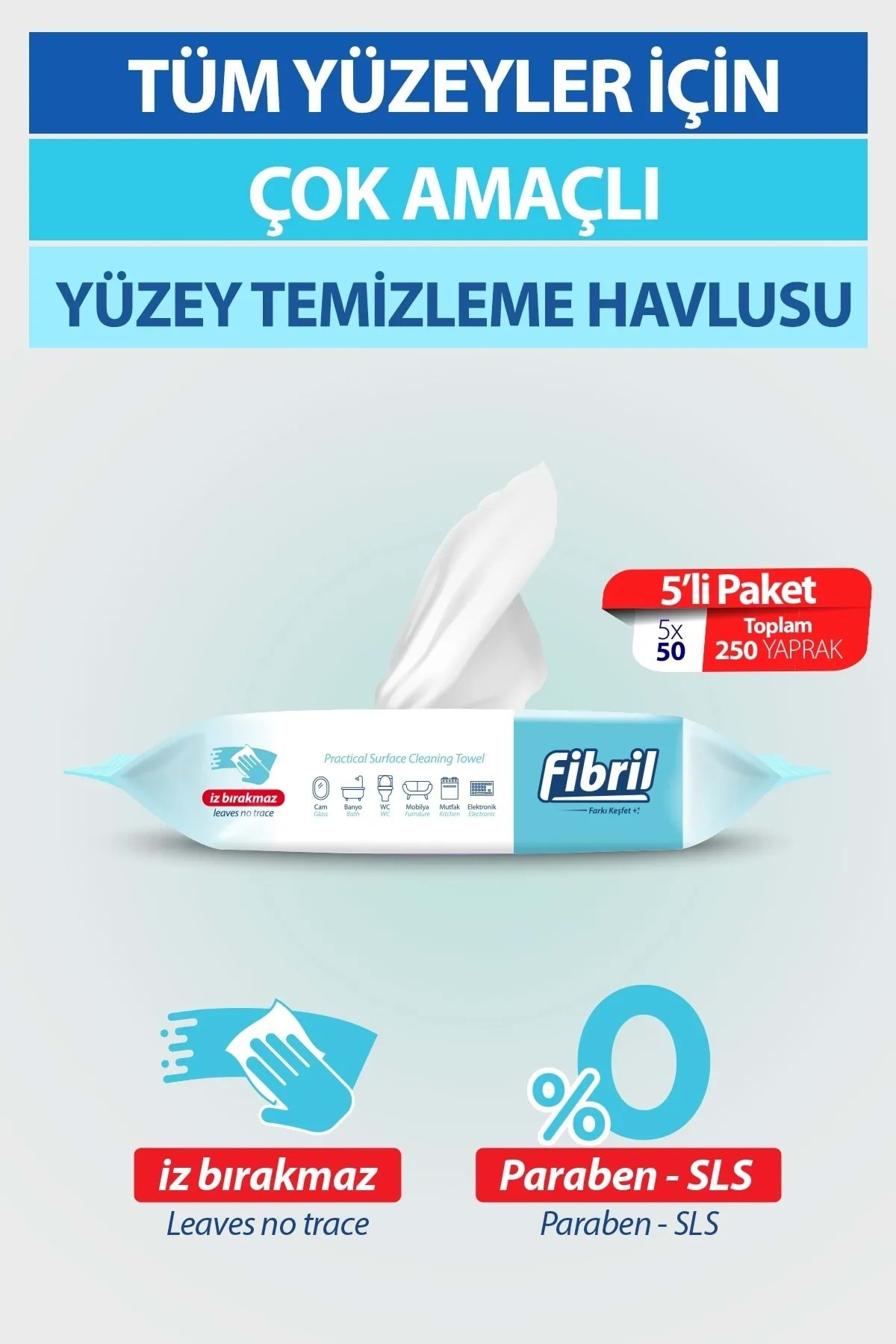 Fibril Yüzey Temizlik Havlusu 50 Yaprak XL Beyaz Sirke-Sabun Kokulu 2 Li Set 100 Yaprak Plst Kpk fotoğrafı 3 (önizleme)