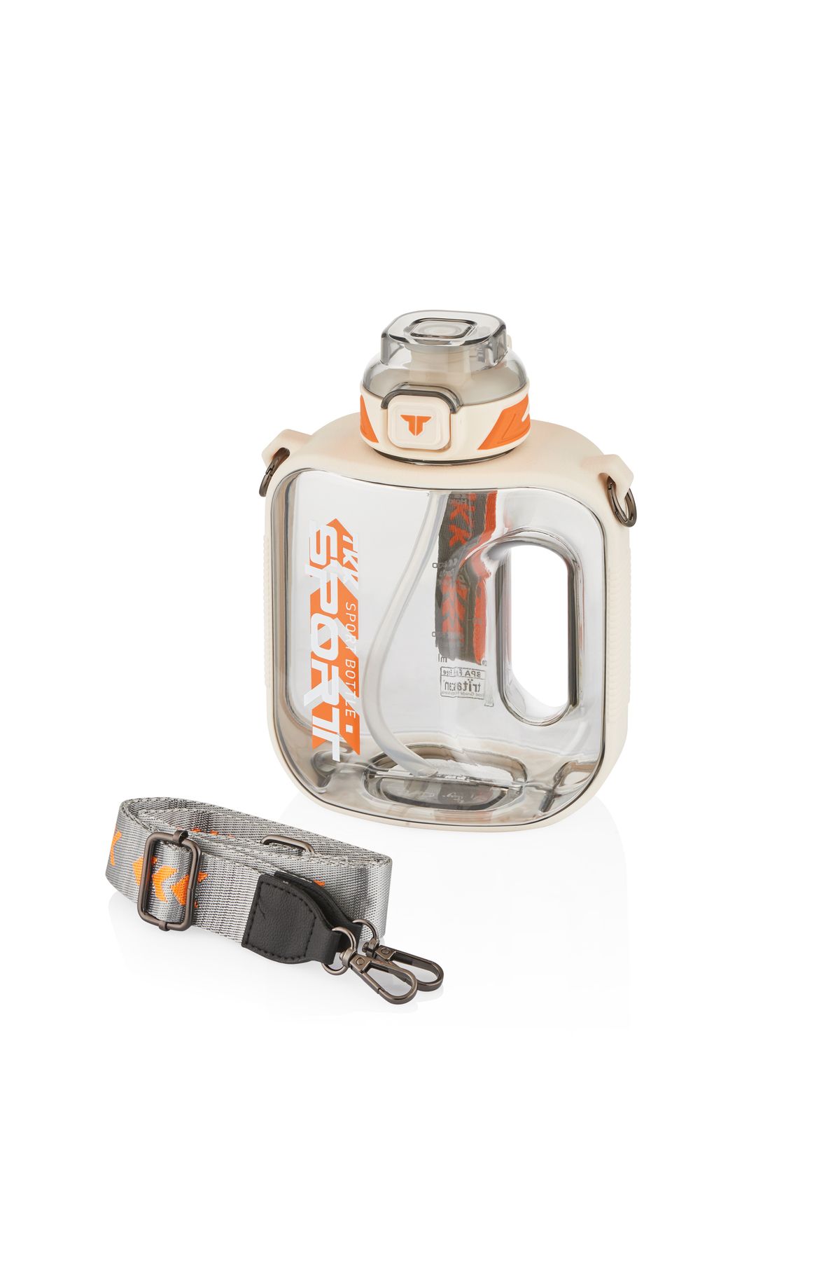 Vagonlife-TKK 1600 ml Leakproof Tritan Sport Flask with Straw and Carrying Strap Suitable for Use Without Straw 3