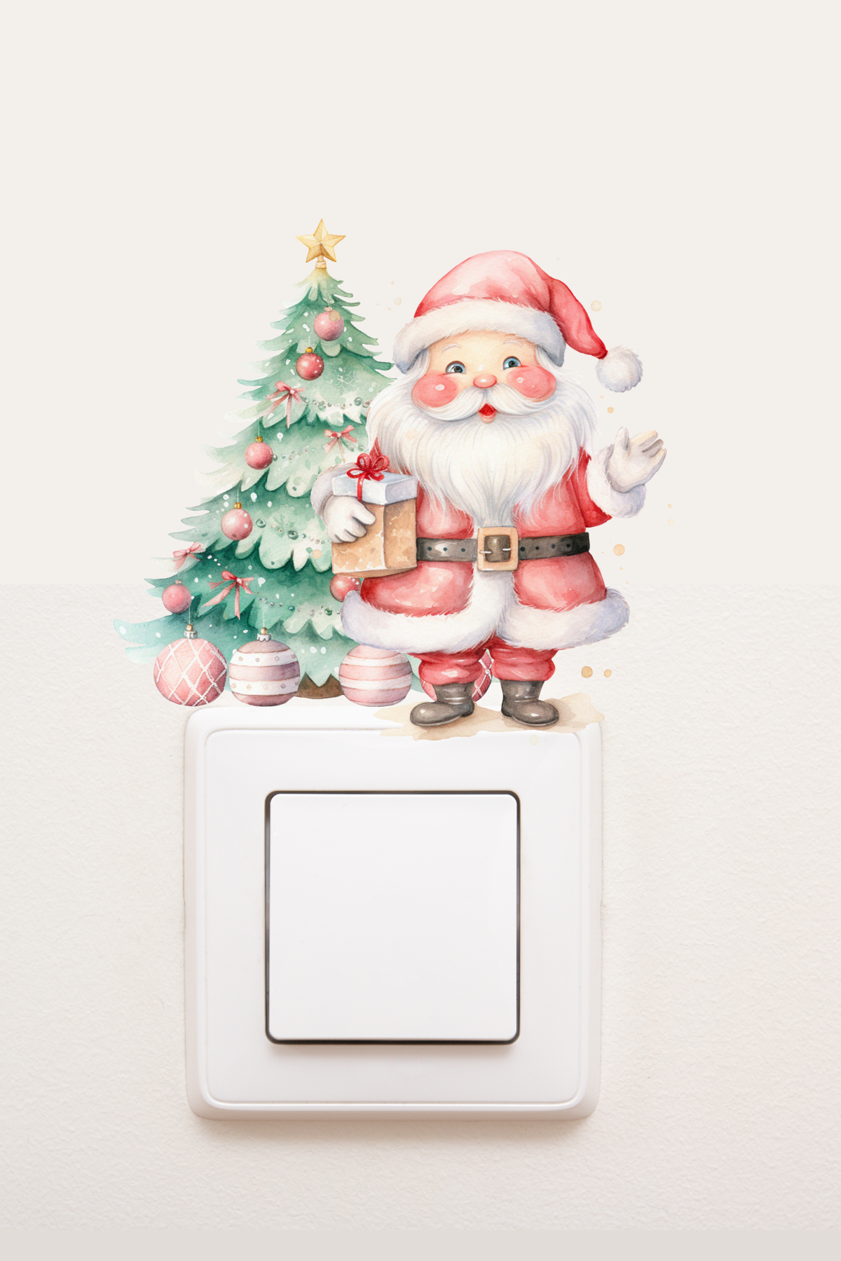 Sim Tasarım Priz Yılbaşı Noel Baba Yılbaşı Ağacı Dekoratif Priz Süsleme Sticker fotoğrafı 2 (önizleme)