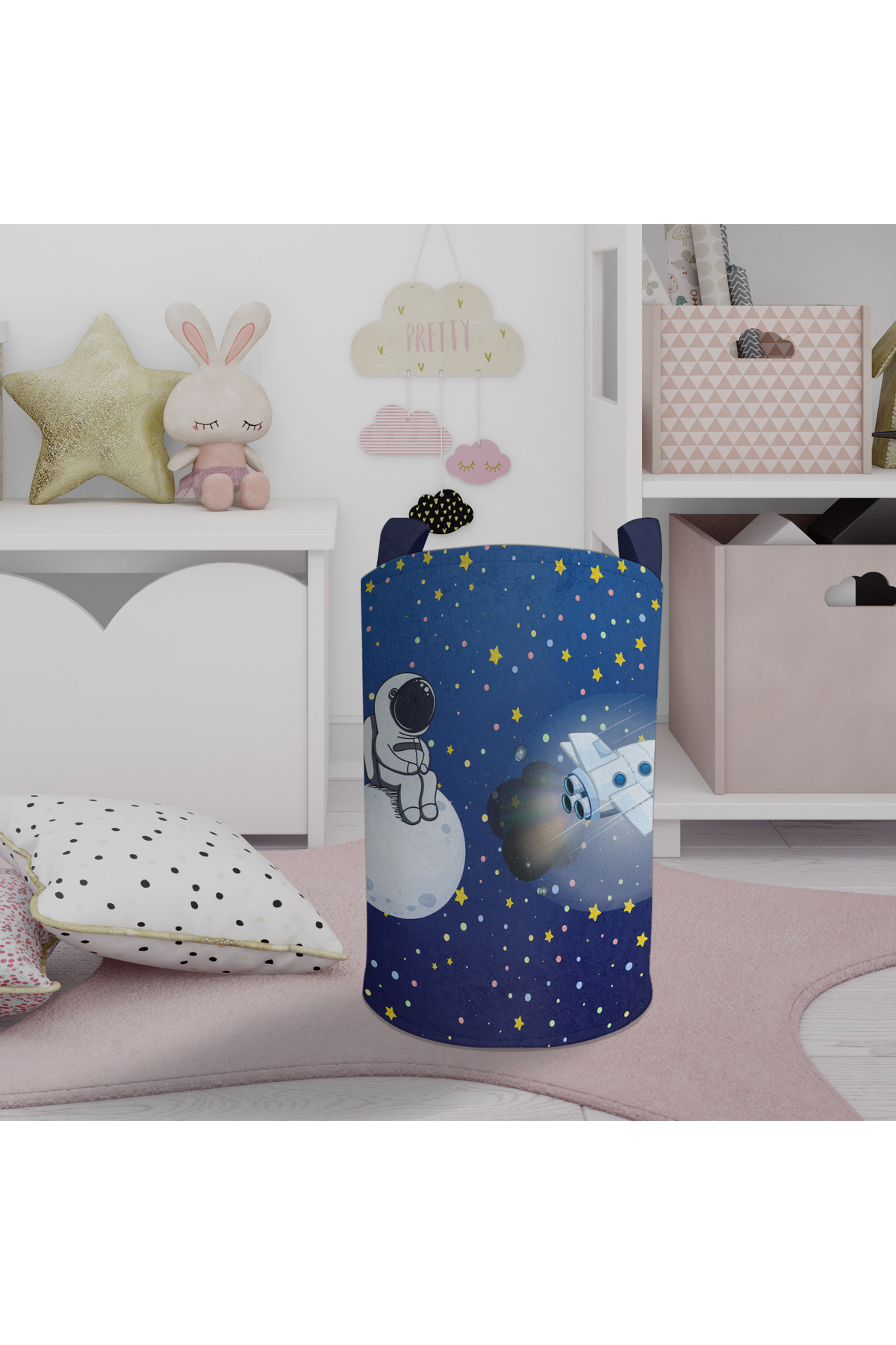 MEKTA HOME BEBEK VE ÇOCUK ODASI Astronot ve Spacex Desenli Oyuncak Sepeti