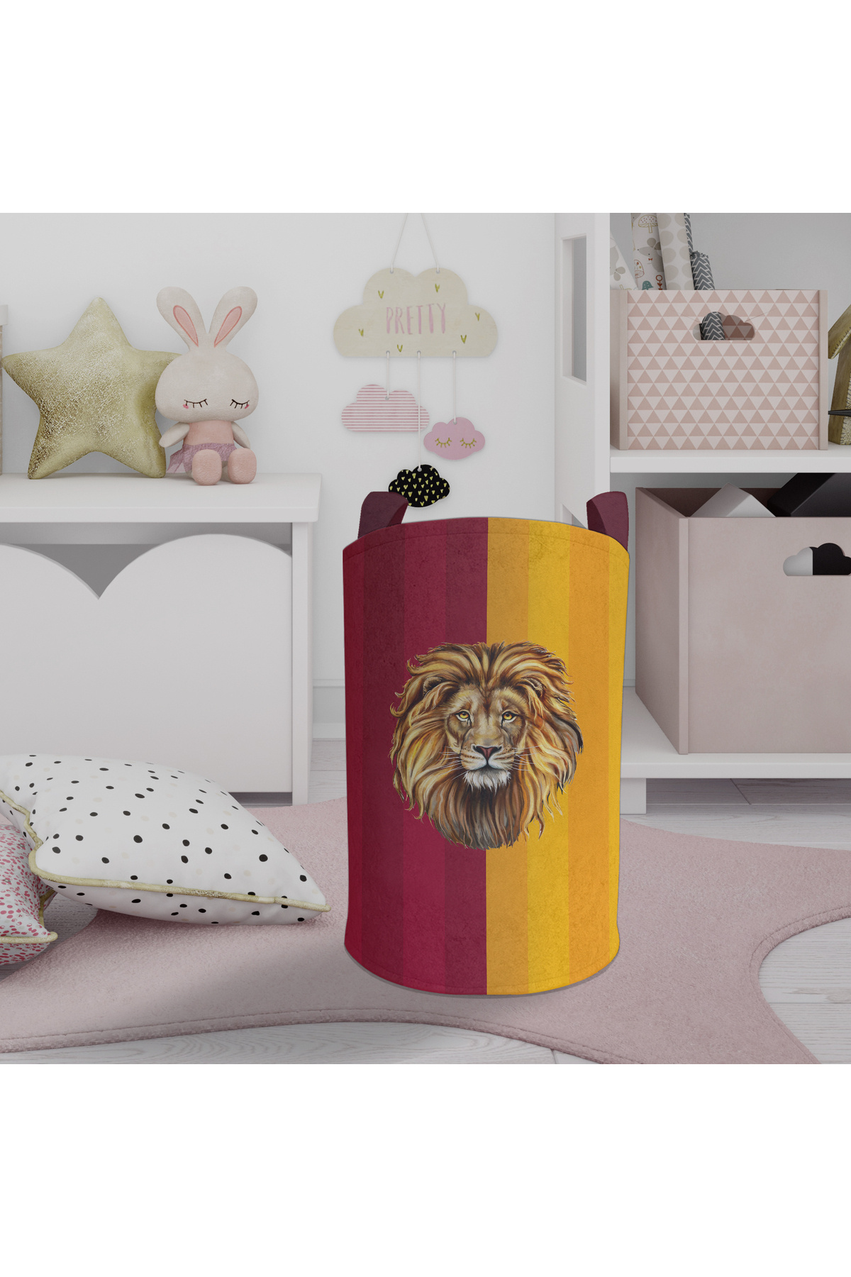 MEKTA HOME BEBEK VE ÇOCUK ODASI Aslan Desenli Oyuncak Sepeti