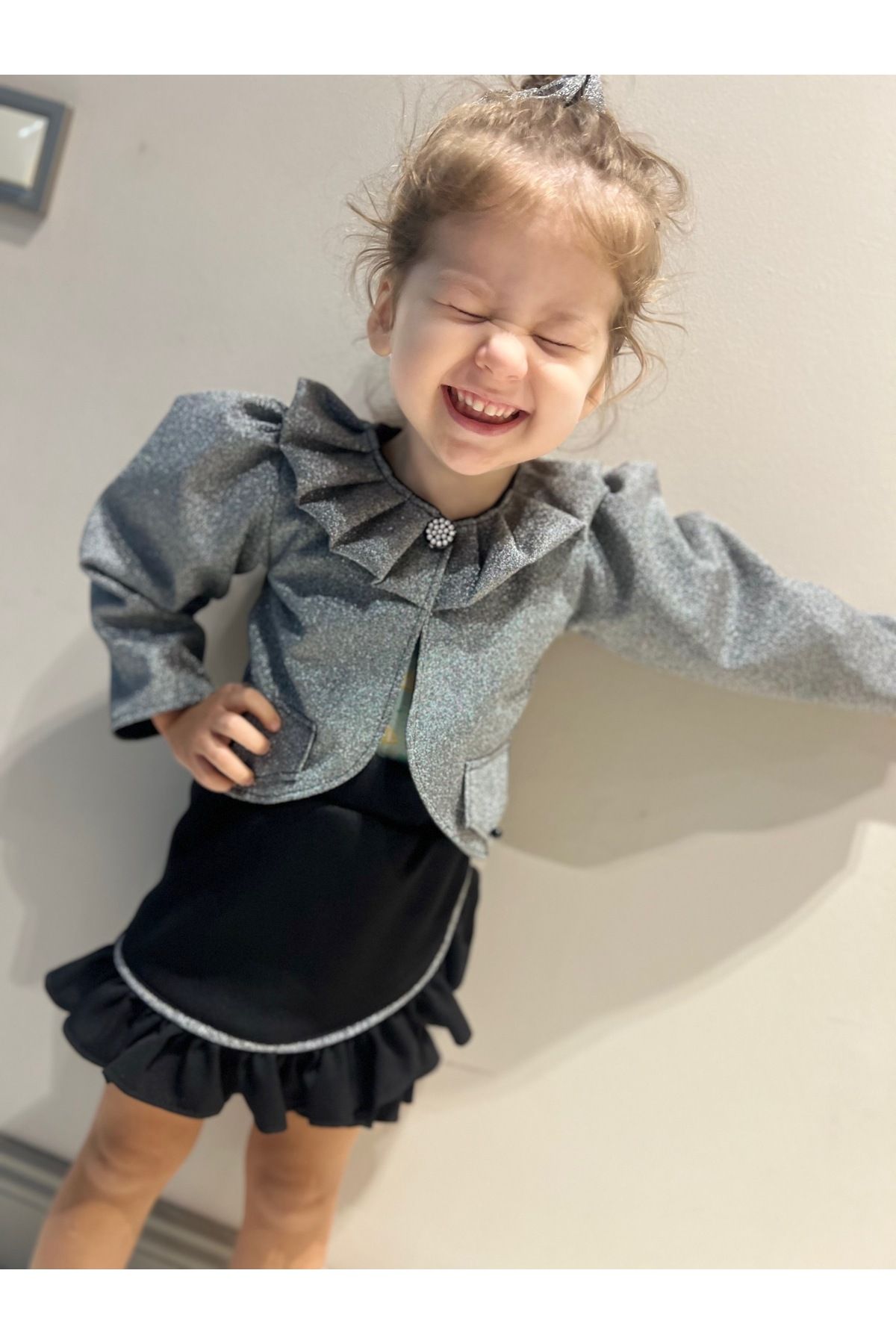 Silver ruffle skirt new arrivals
