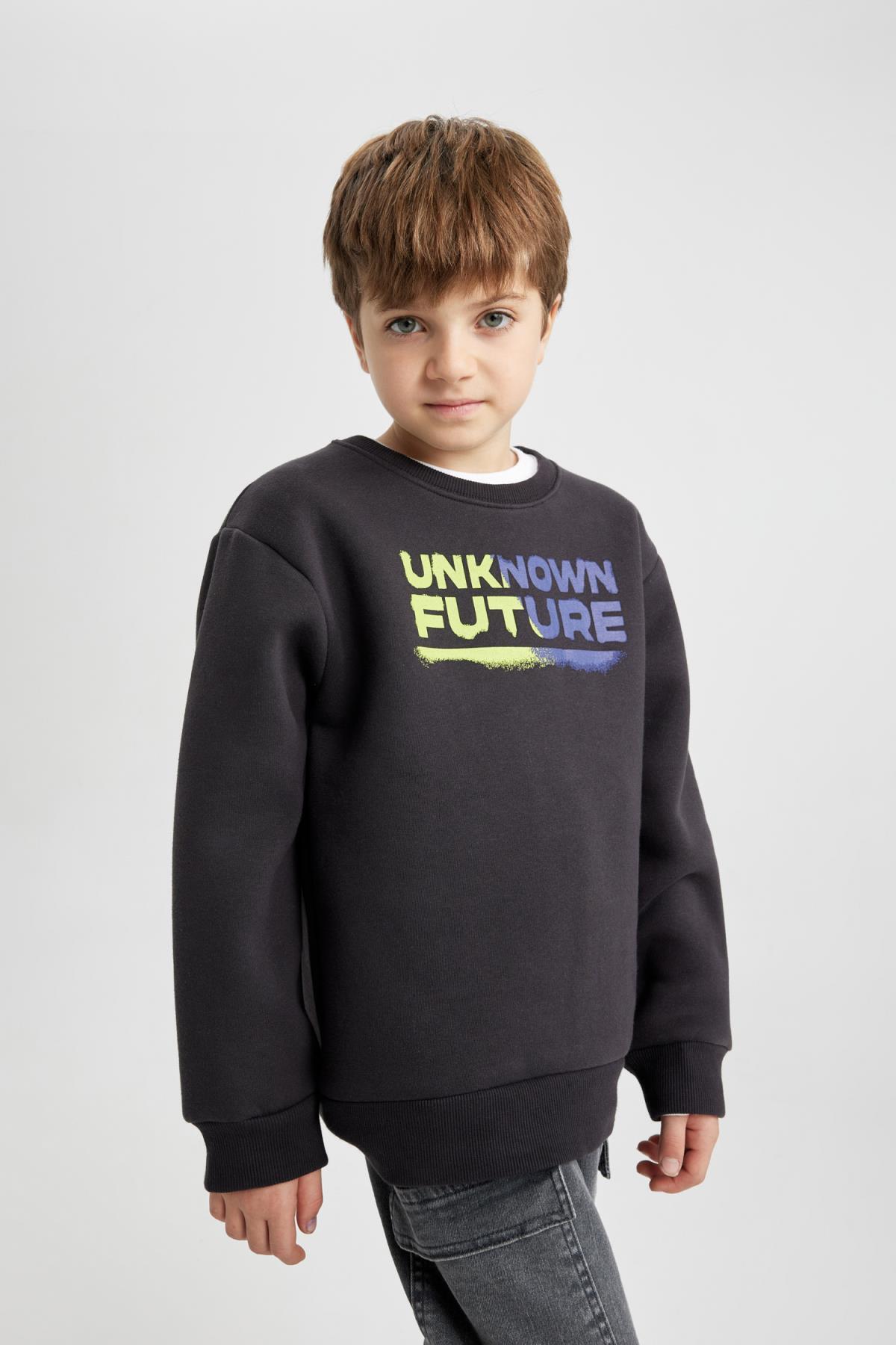 سویشرت پسرانه خاکستری Defacto | B2966A823WN اورجینال - تصویر 3