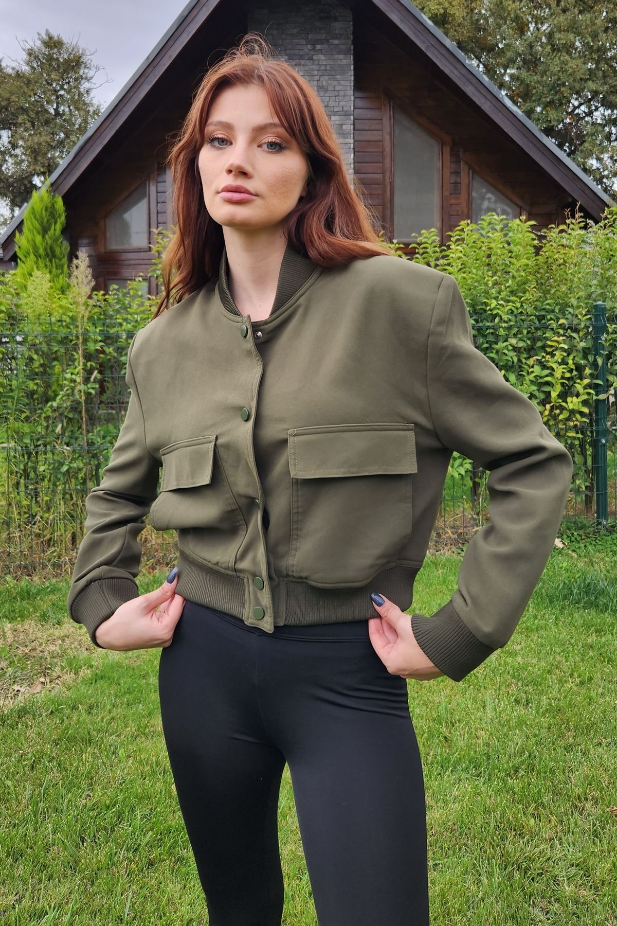 Short khaki jacket shop