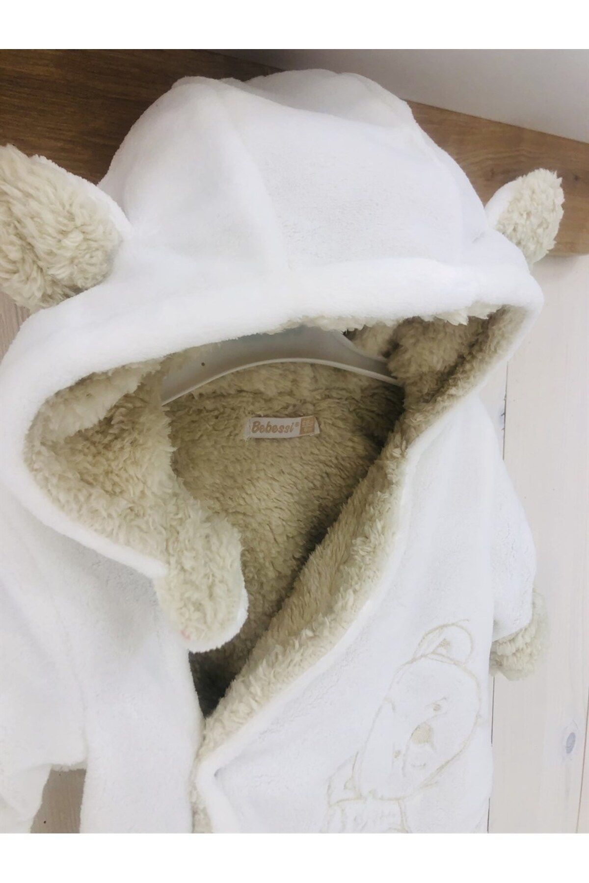 Içi Tüylü Ayıcıklı Pofuduk Bebek Tulumu Soft Hello Bear