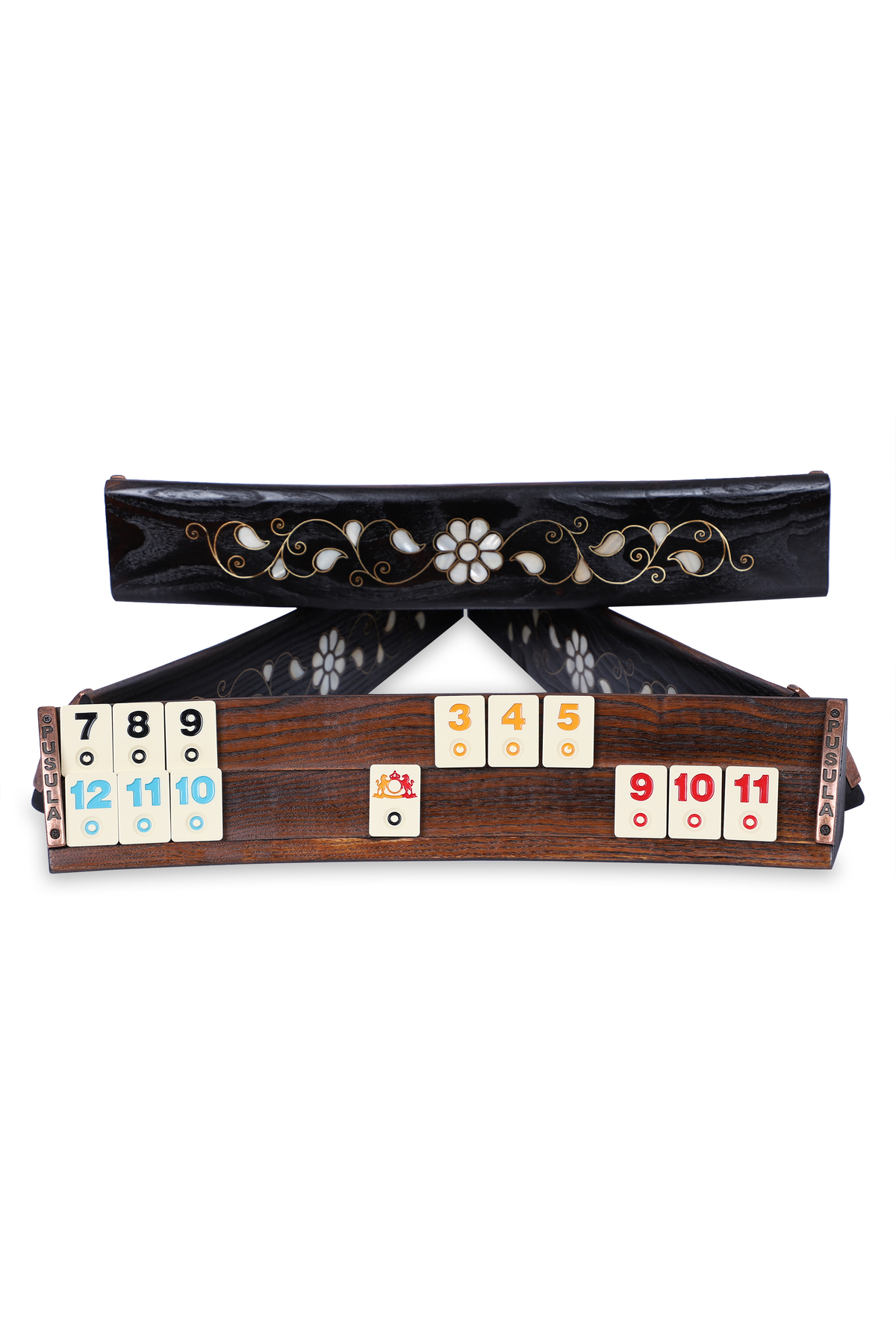 Pusula Oyun Doğal Ahşap Sedefli Oval Okey Takımı