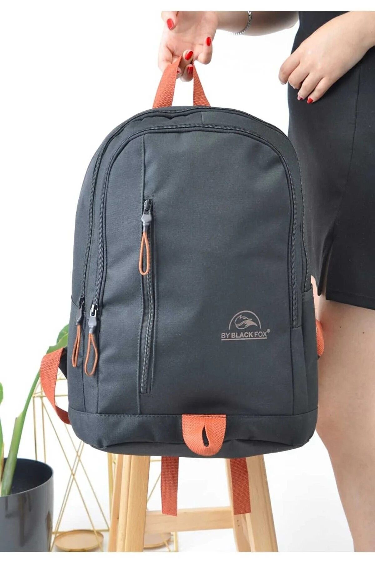 GNC DES GN Unisex Plain Black Daily Travel Backpack School Bag