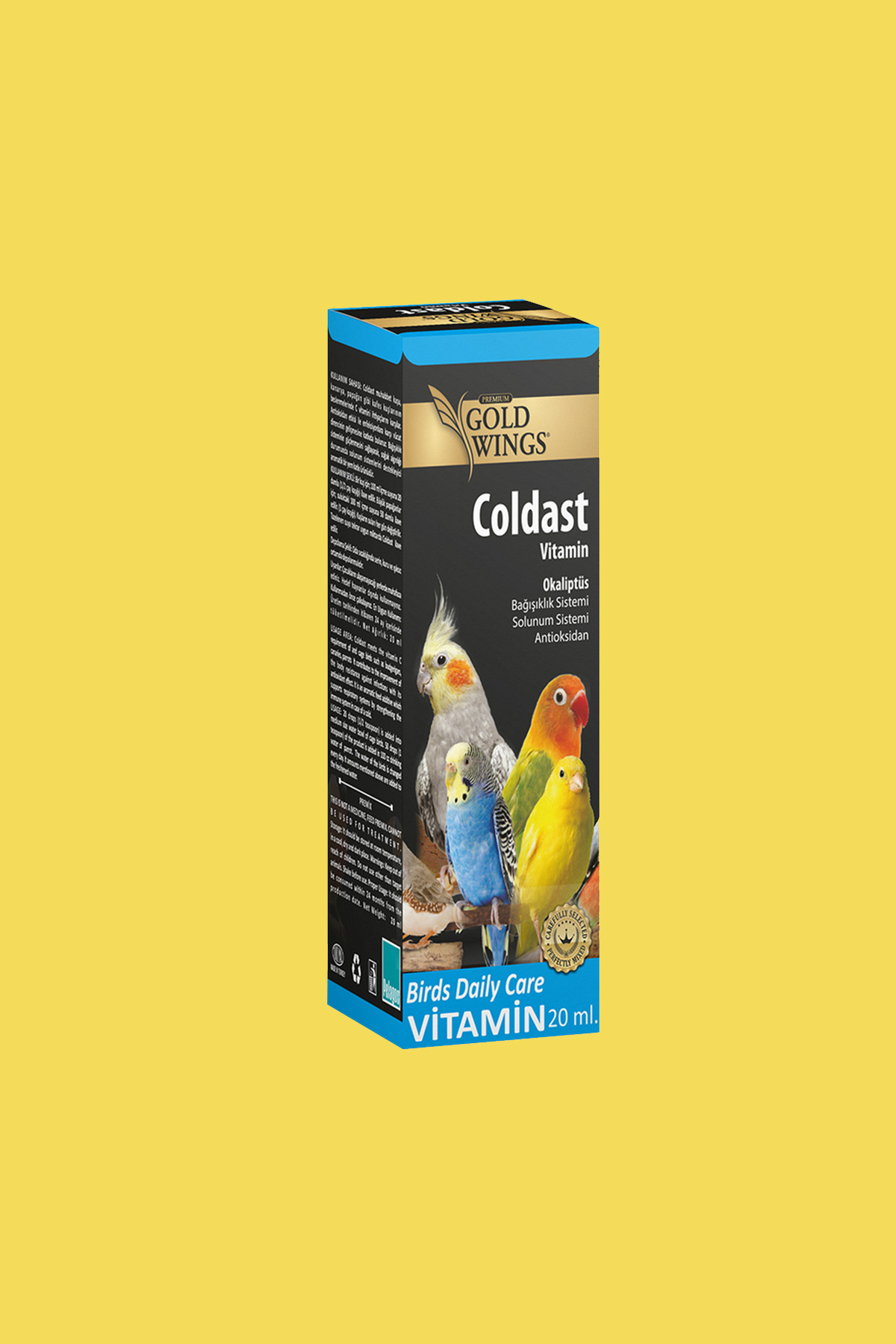 Gold Wings Premium Tüm Kuş Türleri İçin Solunum Sistemi Düzenleyici Coldast Vitamin - 20 ML
