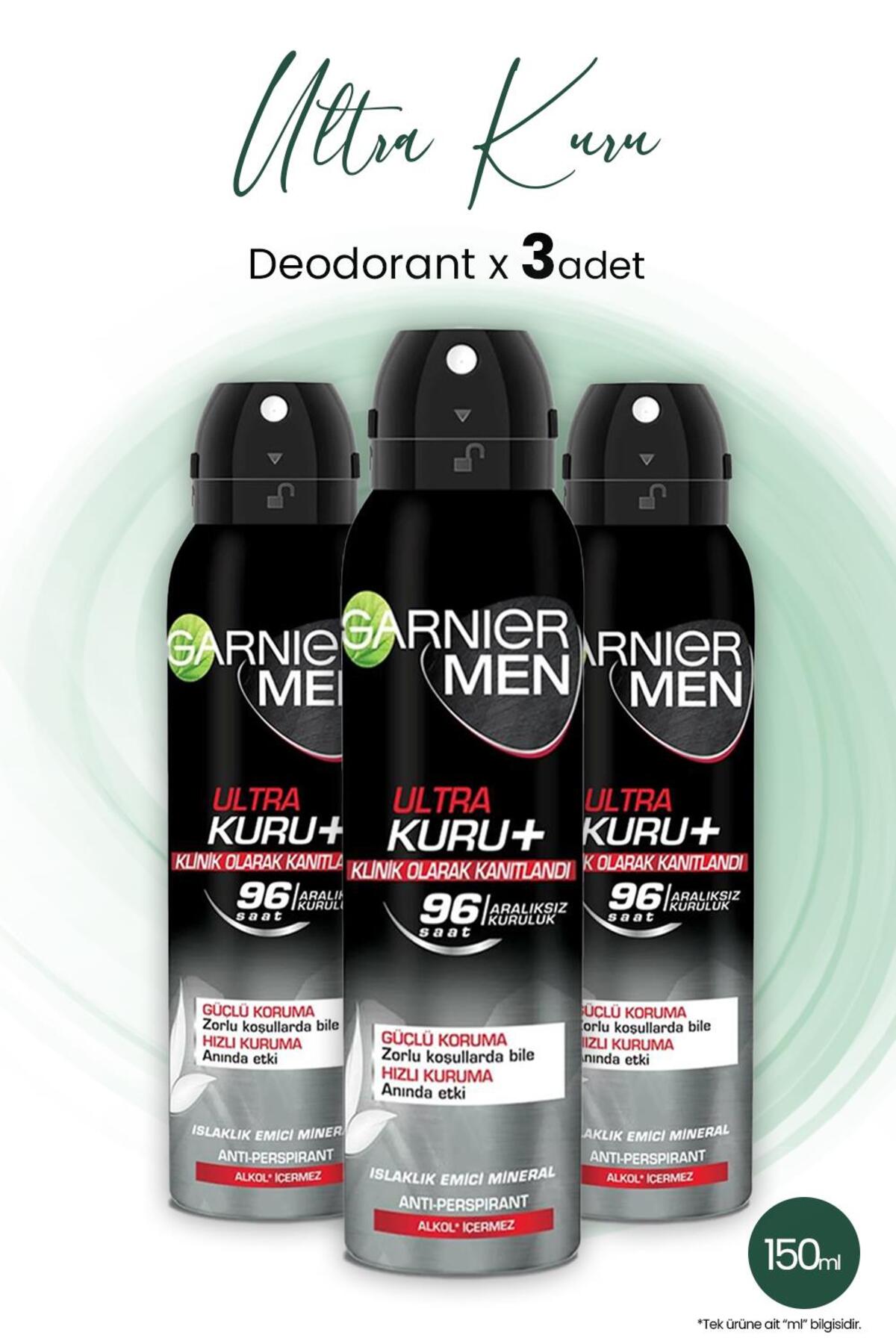 Garnier Men 96h Ultra Kuru Erkek Deodorant 150 ml X 3 Adet Fiyatı