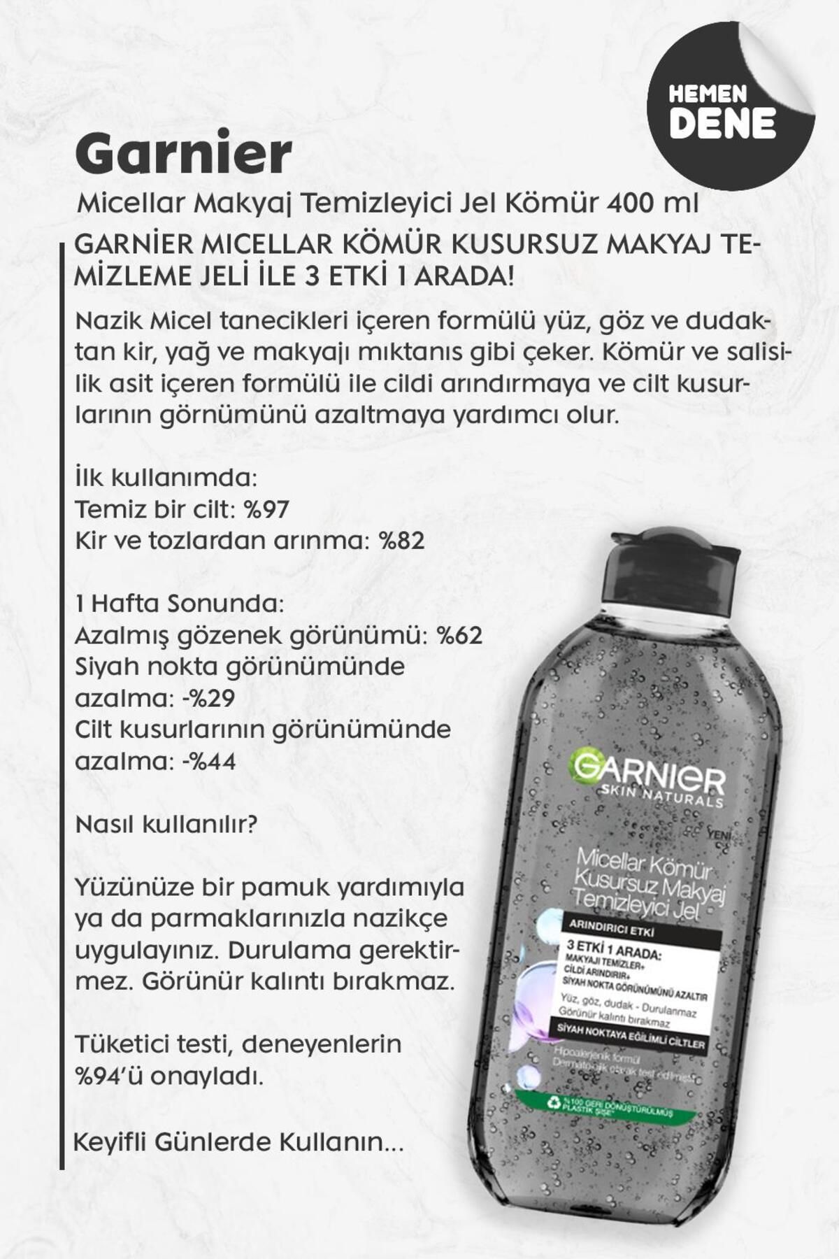 ژل پاک کننده آرایش میسلار ذغال 400 میلی لیتر Garnier