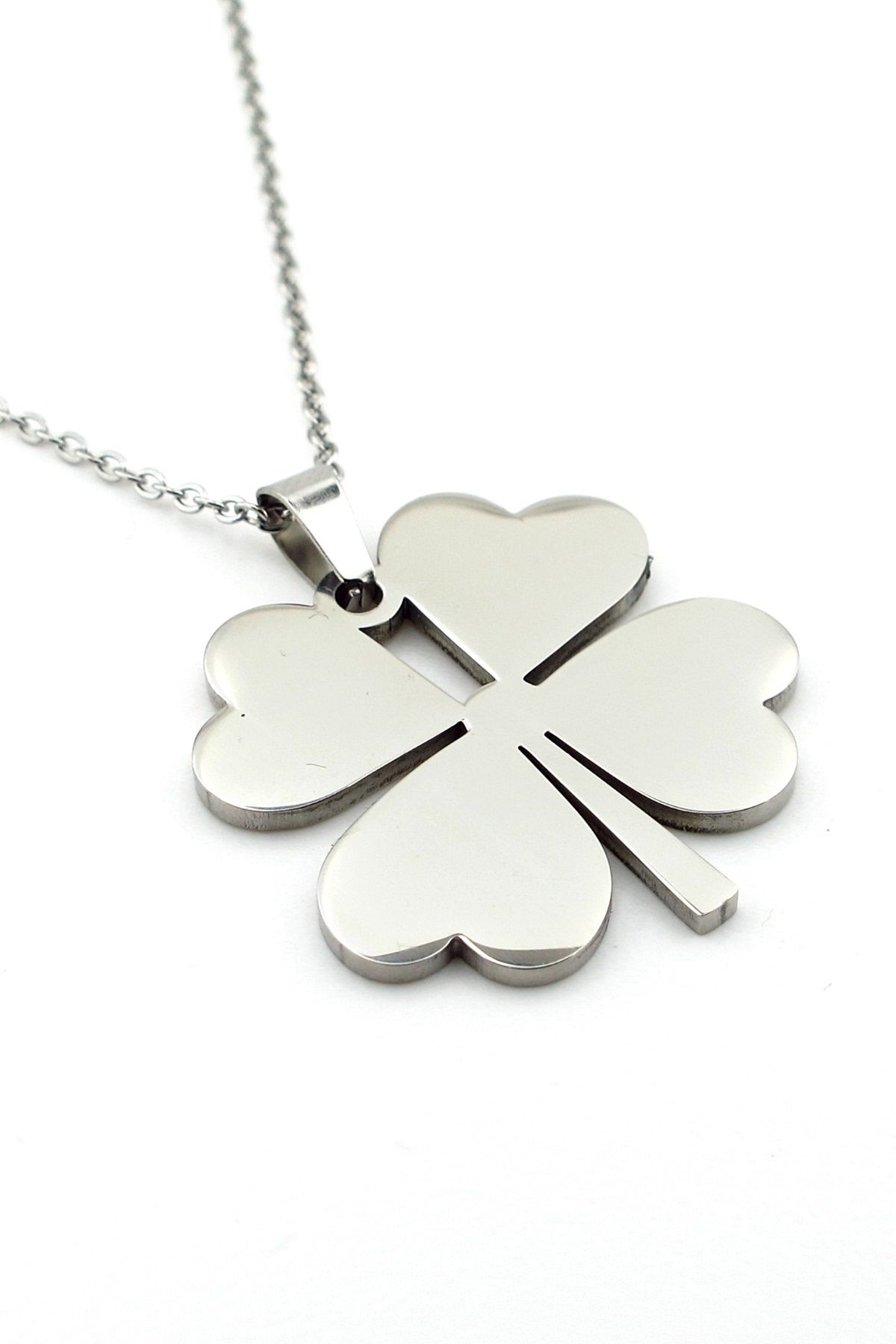 Solfera-Four Leaf Clover Luck Talisman Stainless Steel Necklace Q0743 1