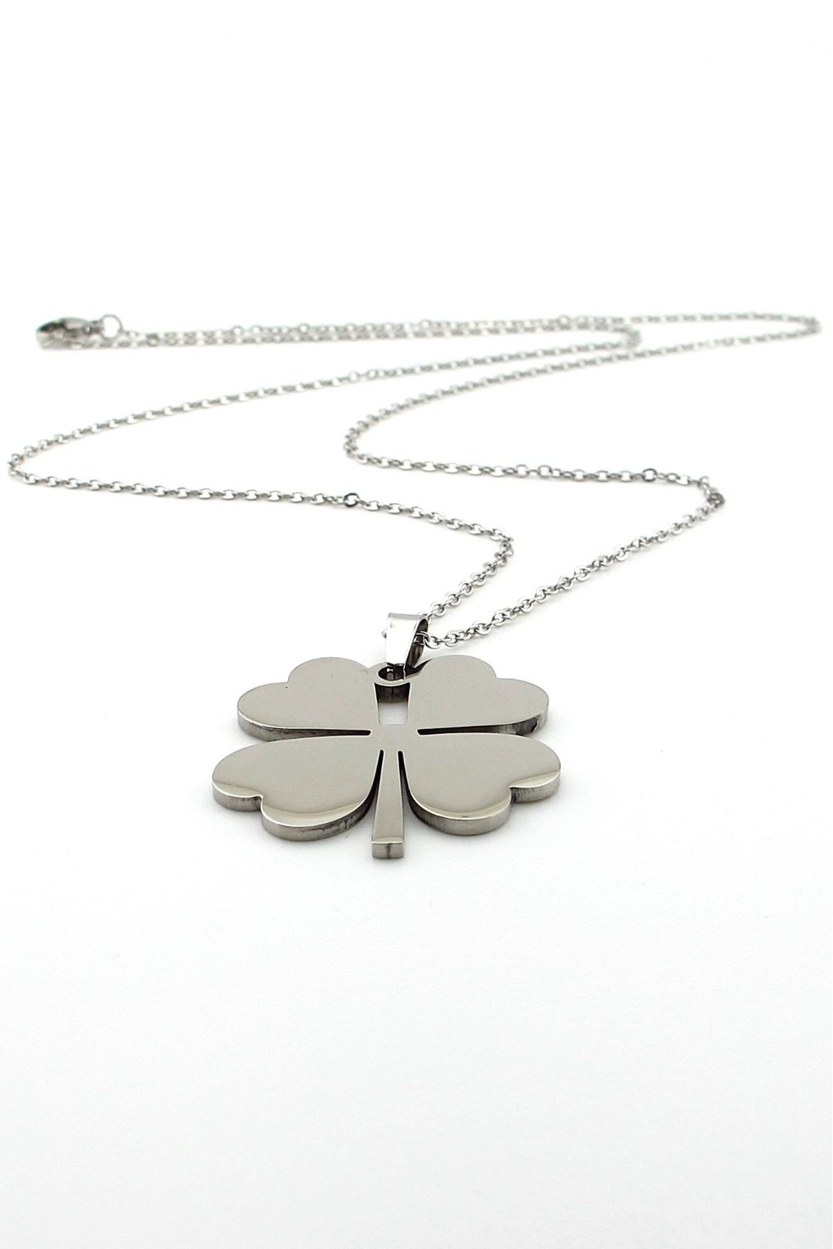 Solfera-Four Leaf Clover Luck Talisman Stainless Steel Necklace Q0743 2