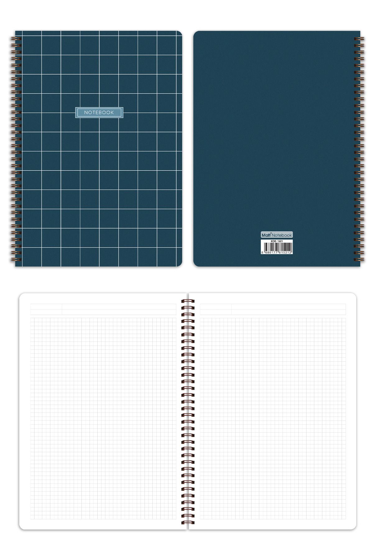 Matt Notebook-A4 Spiral School Notebook 80 sheets Set of 4 - Checkered 5