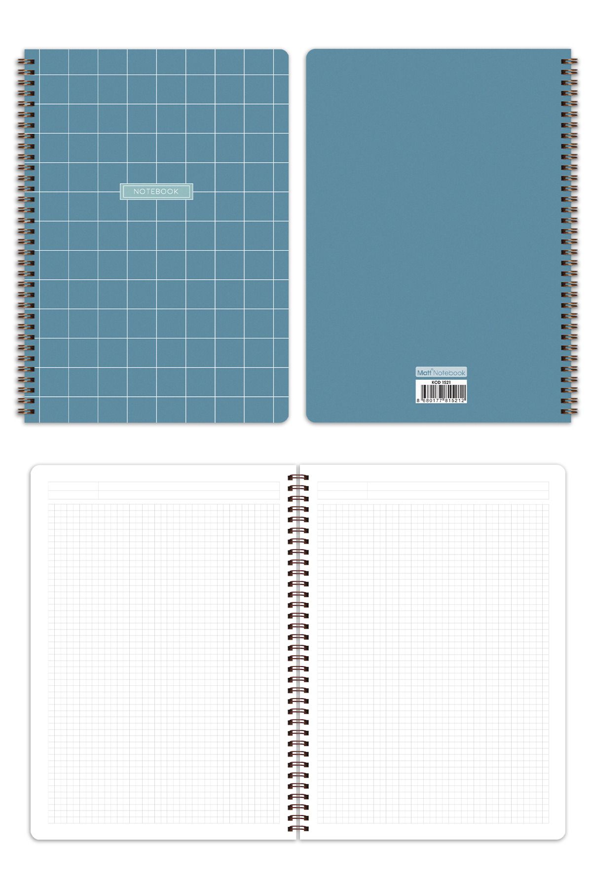 Matt Notebook-A4 Spiral School Notebook 80 sheets Set of 4 - Checkered 8