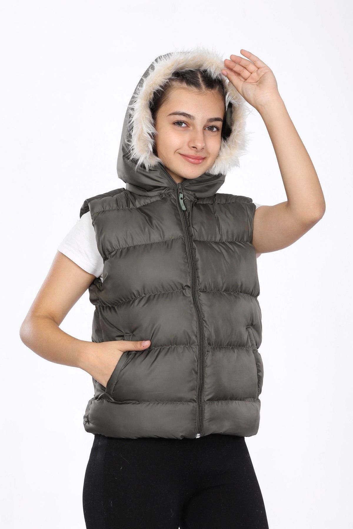 Girls khaki cheap vest
