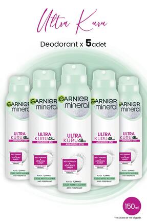 Garnier Mineral 48 Saat Ultra Kuru Sprey Deodorant 150 ml X 5 Adet
