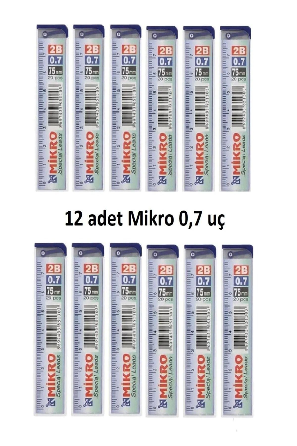 tüftürük-Micro Min Pen Tip 0.7 Nib 2b with Graduated Ruler - Pack of 12 1