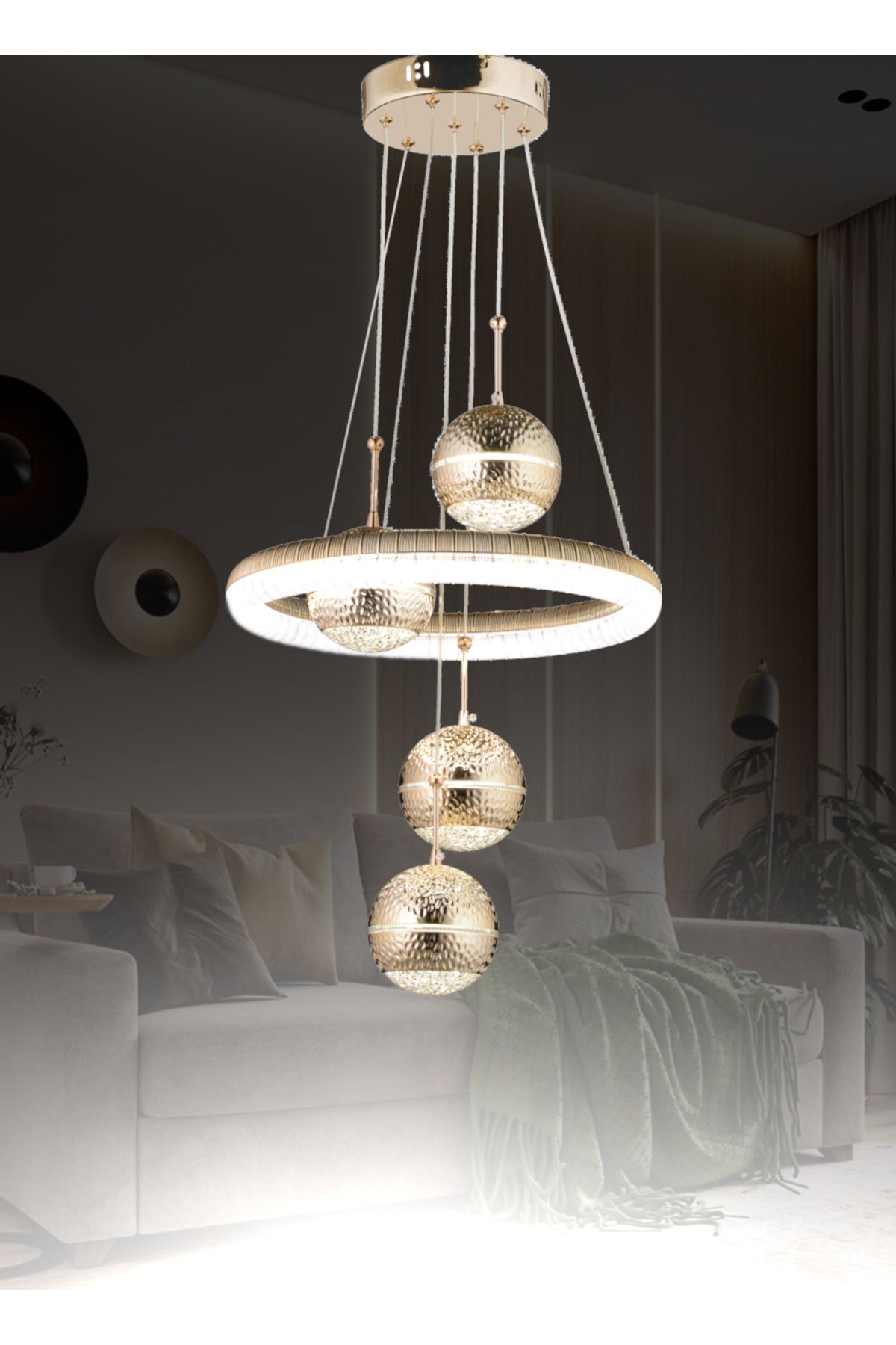Luna Lighting Luxury Design Globe Gold Led Chandelier Trendyol