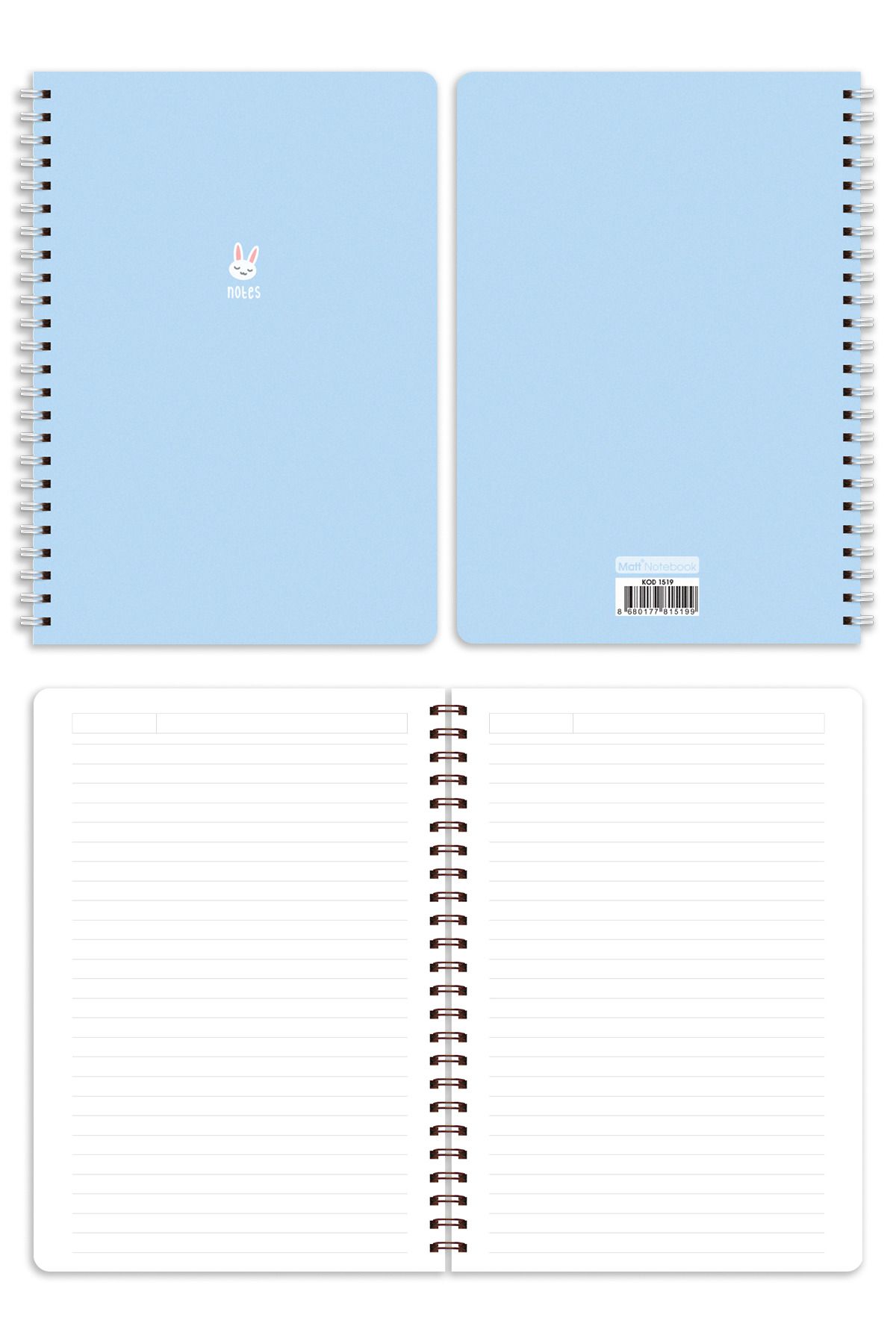 Matt Notebook-A5 Spiral School Notebook 80 sheets Set of 4 - Lined 5