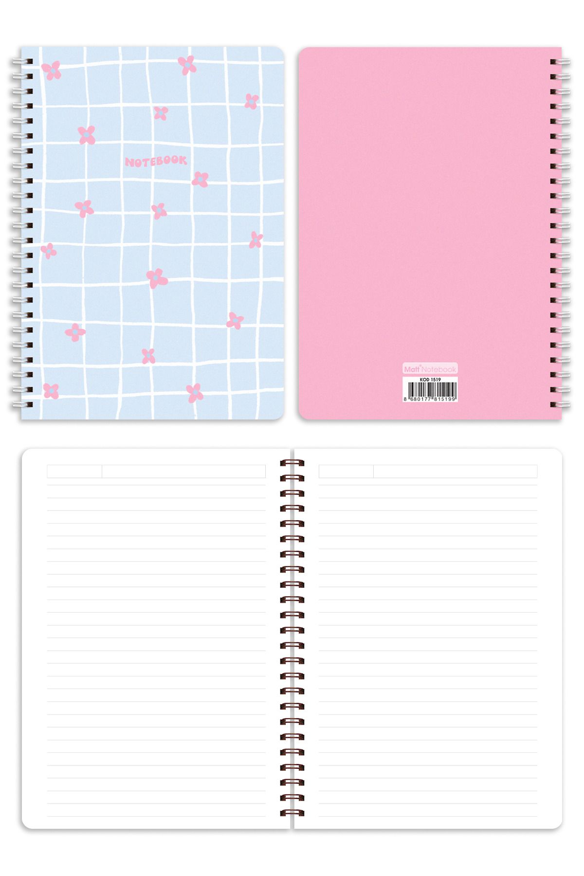 Matt Notebook-A5 Spiral School Notebook 80 sheets Set of 4 - Lined 6