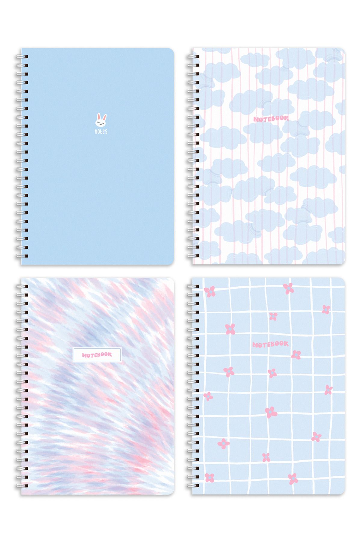 Matt Notebook-A5 Spiral School Notebook 80 sheets Set of 4 - Lined 4