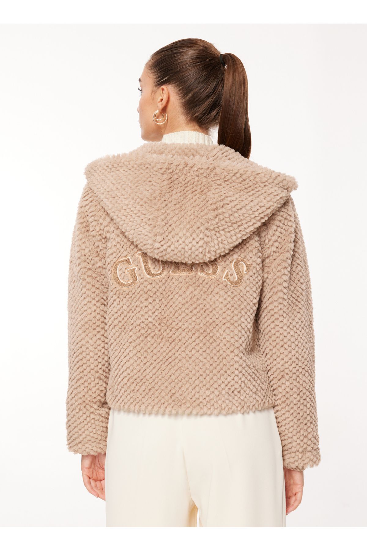 Guess-Γυναικείο μπουφάν Normal Tan W3BL50WFSD0G1K8 5