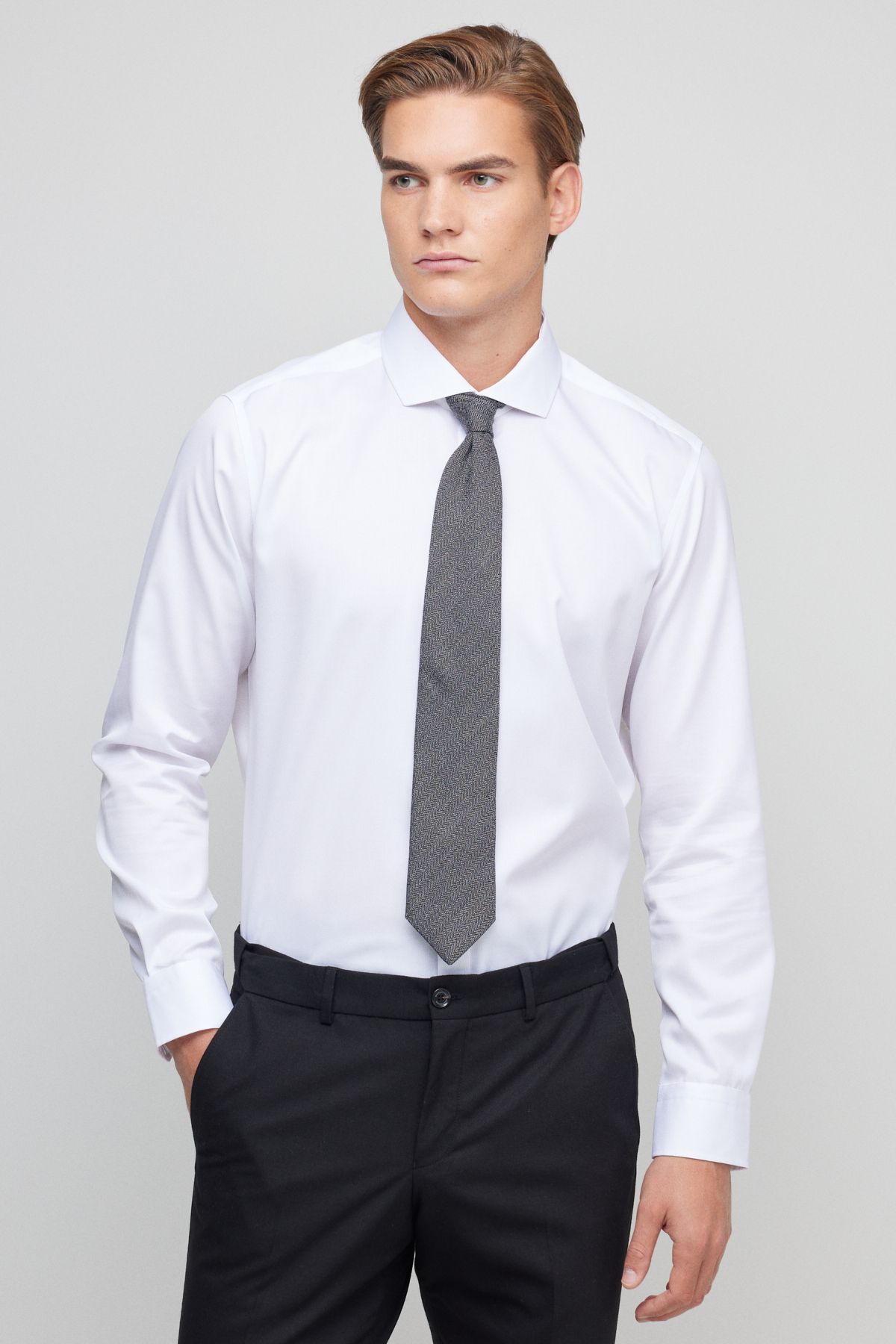 BROOKS BROTHERS-Férfi fehér 100% pamut normál szabású klasszikus galléros ing 2