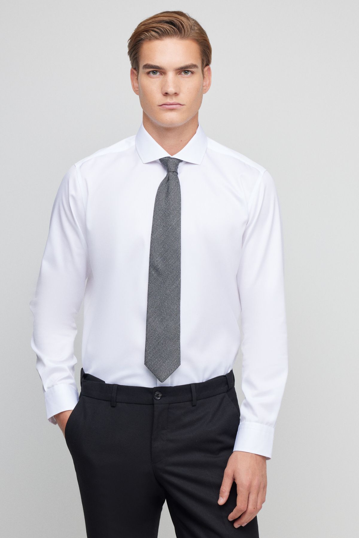 BROOKS BROTHERS-Férfi fehér 100% pamut normál szabású klasszikus galléros ing 1