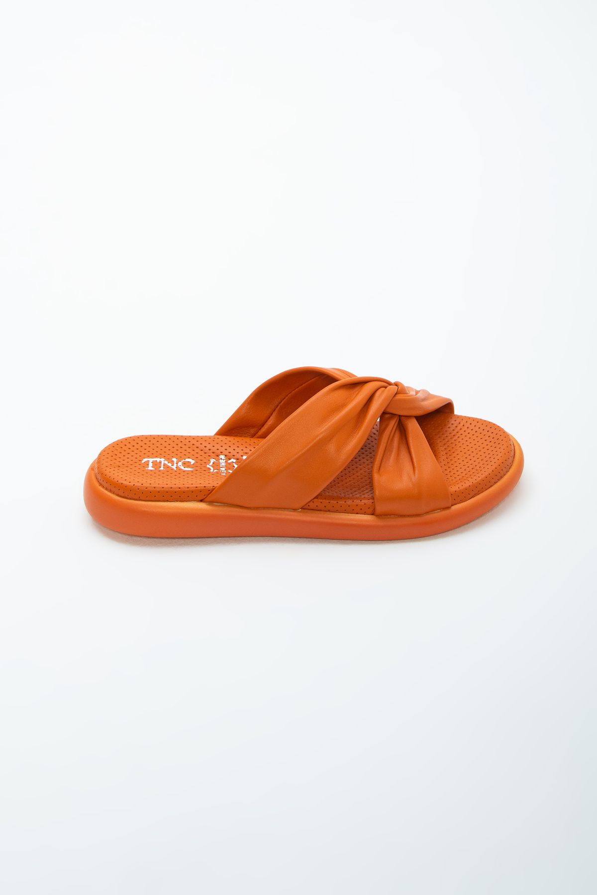 دمپایی نارنجی زنانه Slipper Flat چرمی General 878 25 Bn TRLK Y23 Tamer Tanca